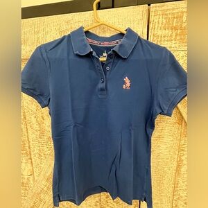 Disney Women’s Navy Short Sleeve Cotton Polo Sparkly Embroidered Mickey Medium